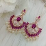 Princess Dark Purple Earrings with Pearl