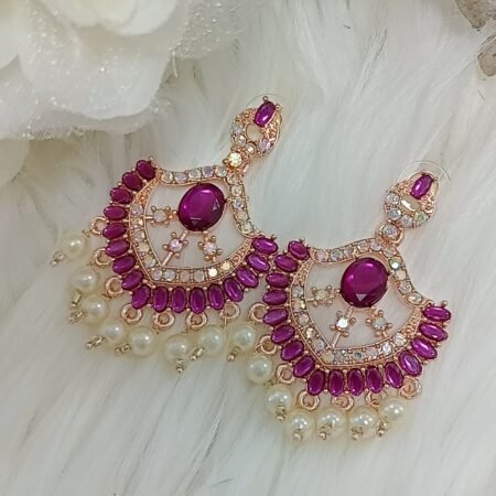 Princess Dark Purple Earrings with Pearl