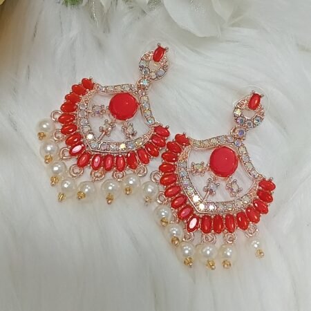 Princess Red Earrings with Pearl
