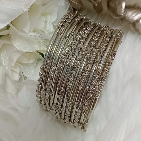 Raindrop Oxidised 12pc Silver Bangle Set