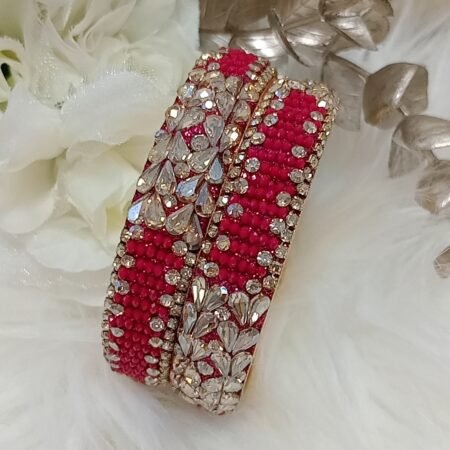 Rose Pink Gold Hearts 2pc Bangle Set