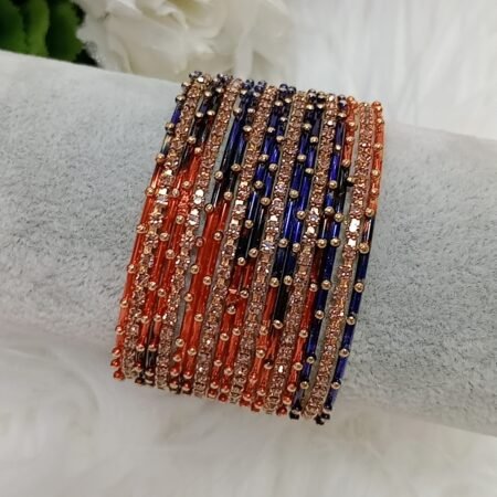 Royal Blue Orange Gradient Thin 18pc Bangle Set