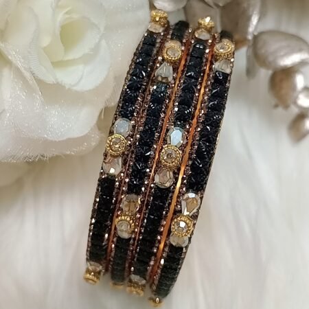 Slim Black Gold 4pc Indian Bangle Set