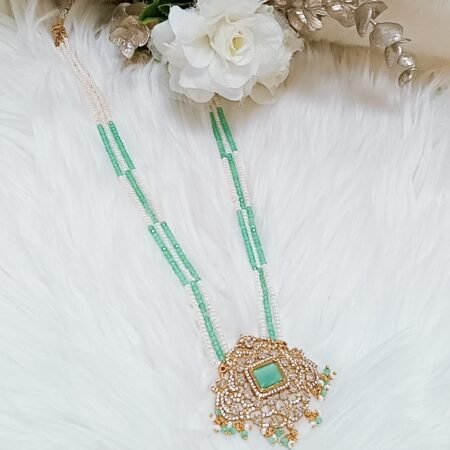 Blue Victorian Pendant Long Beaded Mala Necklace in Singapore
