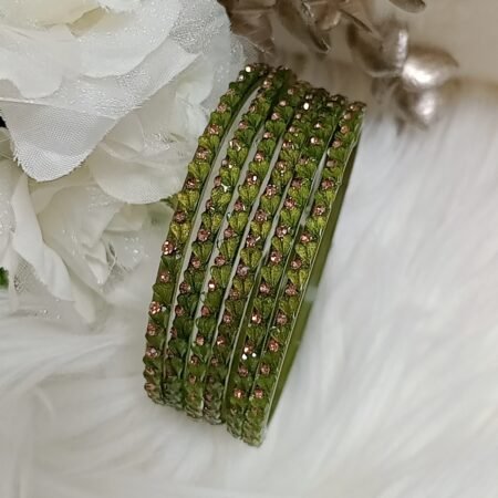 Mini Hearts Forest Green Glass Bangles