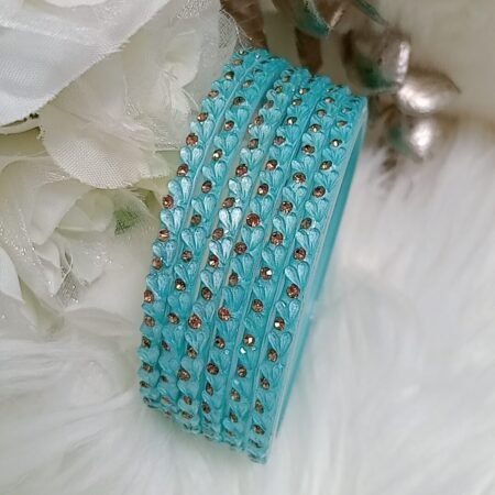 Mini Hearts Light Blue Glass Bangle