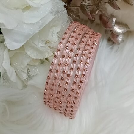 Mini Hearts Light Pink Glass Bangle