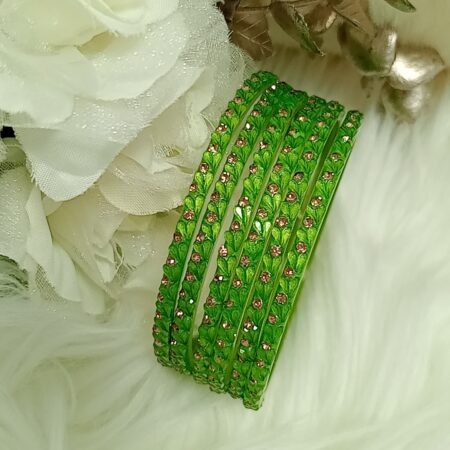 Mini Hearts Lime Green Glass Bangles