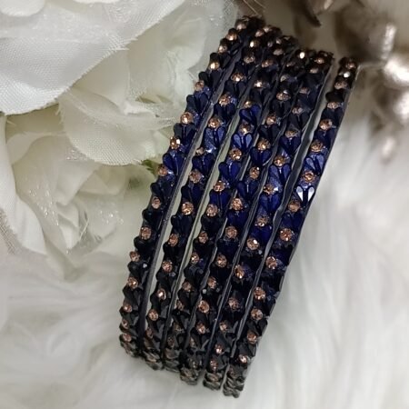 Mini Hearts Navy Blue Glass Bangles