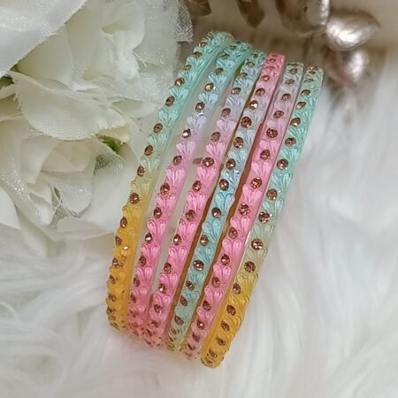 Mini Hearts Pastel Rainbow Glass Bangles
