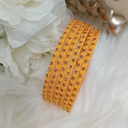 Mini Hearts Yellow Glass Bangles