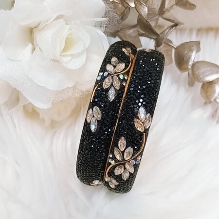 Sparkling Black Gold 2pc Indian Bangle Set