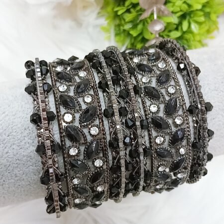 Black Silver Mix Match Bangle Set