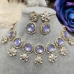 Light Purple Gold Floral Indian Necklace Set