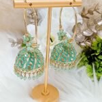 Mint Green Gold Hoop Earrings
