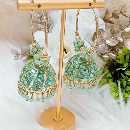 Mint Green Gold Hoop Earrings