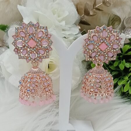 Morrocan Design Pink Rose Gold Jhumka