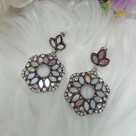 Oxidised Silver Mirror Earrings