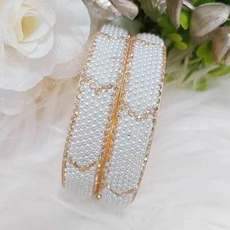 Premium Pearl Gold 2pc Indian Bangle Set
