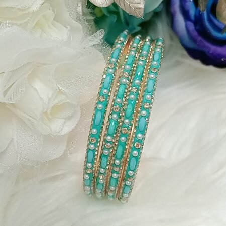 Princess Jasmine Blue Pearl 4pc Bangle Set