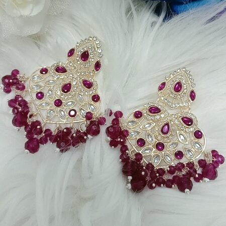 Dark Purple Love Heart Chandbali Earrings