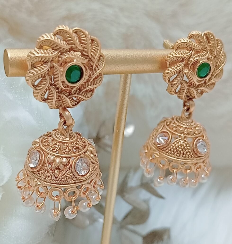 Rajwadi Emerald Green Jhumka