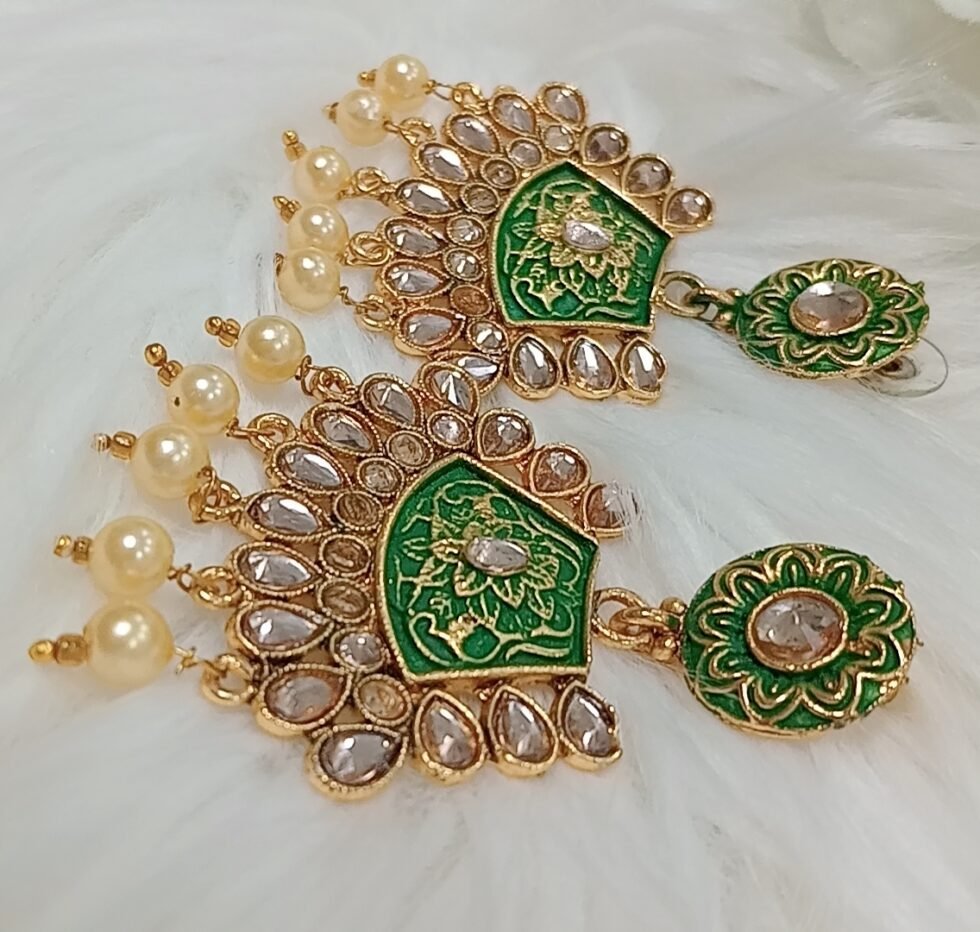 Traditional Indian Green Earrings
