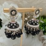 Black Floral Beaded Jhumka