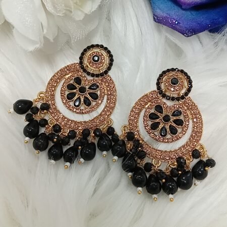 Black Gold Chandbali Indian Earrings
