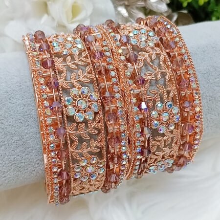 Dusty Purple Rose Gold Mix Match Indian Bangle Set