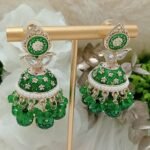 Emerald Green Beaded Floral Jhumka