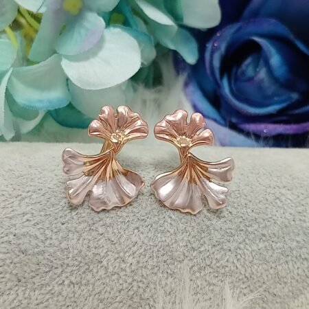 Floral Rose Gold Clip Earrings