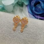 Gold Plated Heart Design AD Indian Earrings