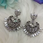 Heart Design Oxidised Chandbali Indian Earrings