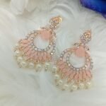 Light Coral Princess Chandbali Indian Earrings