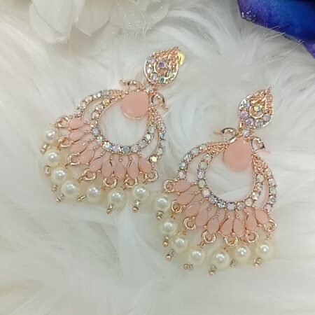 Light Coral Princess Chandbali Indian Earrings