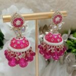 Rose Pink Floral Beaded Jhumka