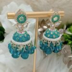 Turquoise Floral Beaded Jhumka