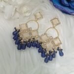 Watercolor Bluish Purple Dazzling Chandbali Indian Earrings
