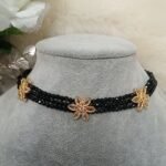Black Gold Floral Crystal Beaded Choker