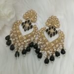 Princess Black Gold Heart Chandbali Earrings