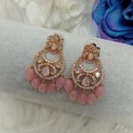 American Diamond Baby Pink Indian Earrings