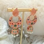 Coral Orange Multicolor Leaves Jhumka