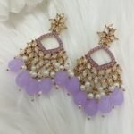 Light Purple Chandbali Indian Earrings