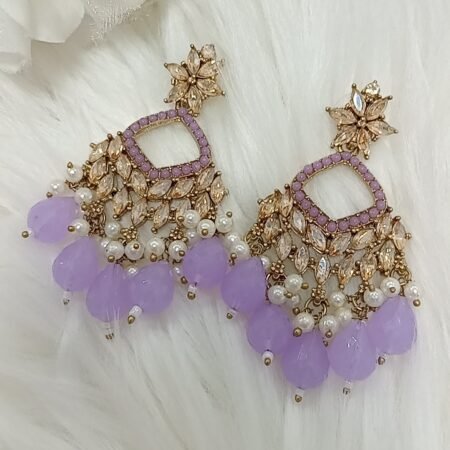 Light Purple Chandbali Indian Earrings