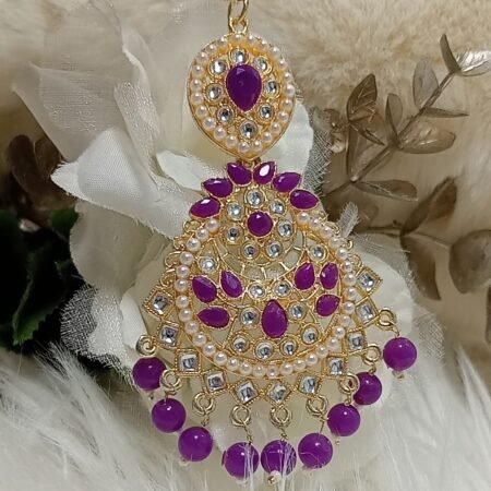 Purple Gold Maang Tikka