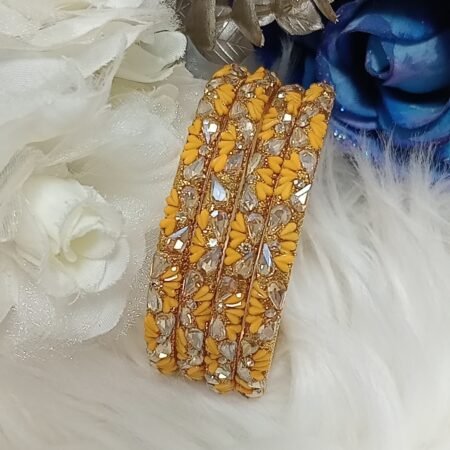 Yellow Hearts 4pc Premium Indian Bangle Set