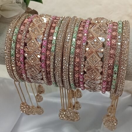 Customised Pastel Gold Indian Bangle Set