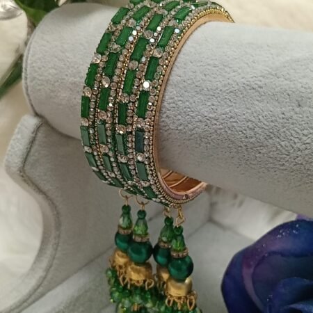 Emerald Green Indian Latkan Bangle 4pc Set