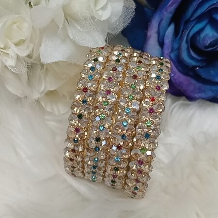 Golden Multicolor 4pc Indian Bangle Set